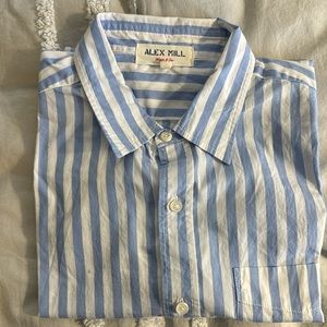 Alex Mill Shirt in Paper Poplin - Light Blue Stripes